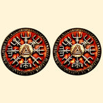 Bassin and Brown Viking  Symbol Cufflinks - Burnt Orange and Antique Silver