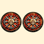 Bassin and Brown Viking  Symbol Cufflinks - Burnt Orange and Antique Silver