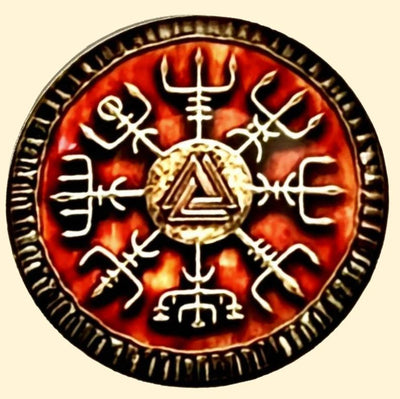 Bassin and Brown Viking Norse Symbol Keyring - Burnt Orange and Antique Silver