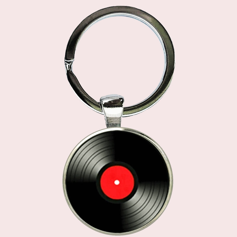 Bassin and Brown Vinyl Disc Keyring - Red and Black