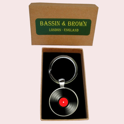 Bassin and Brown Vinyl Disc Keyring - Red and Black