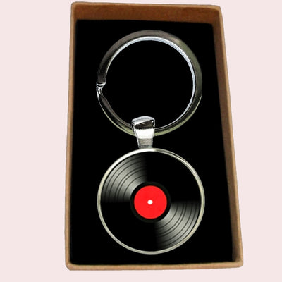 Bassin and Brown Vinyl Disc Keyring - Red and Black