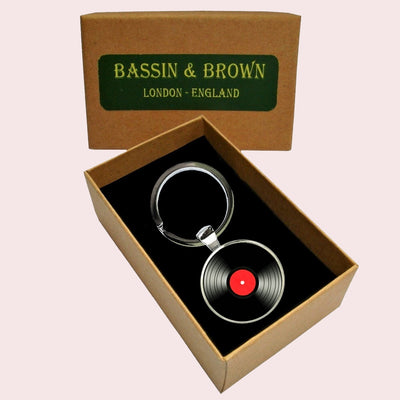 Bassin and Brown Vinyl Disc Keyring - Red and Black