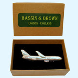 Bassin and Brown Airplane Tie Bar - Silver