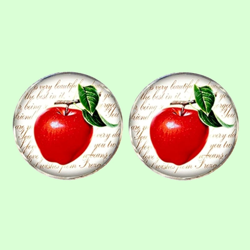 Bassin and Brown Apple Fruit Cufflinks - Red, White and Green