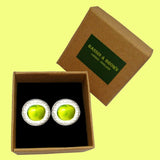 Bassin and Brown Apple Fruit Cufflinks - Green and White