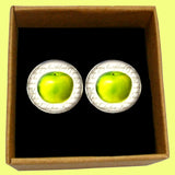 Bassin and Brown Apple Fruit Cufflinks - Green and White