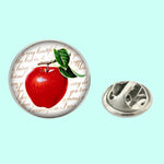 Bassin and Brown Apple Fruit Jacket Lapel Pin - Red and White