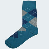 Bassin and Brown Teal, Blue and Grey Argyle Cotton Socks -