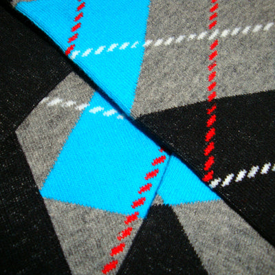 Bassin and Brown  Argyle Cotton Mens Socks - Blue, Grey, Black and Red
