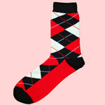 Bassin and Brown Black, Red and White Argyle Cotton Socks