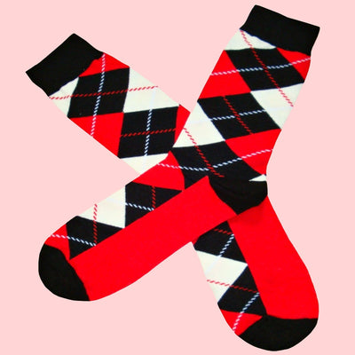 Bassin and Brown Black, Red and White Argyle Cotton Socks