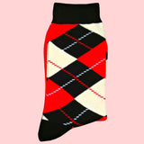 Bassin and Brown Black, Red and White Argyle Cotton Socks