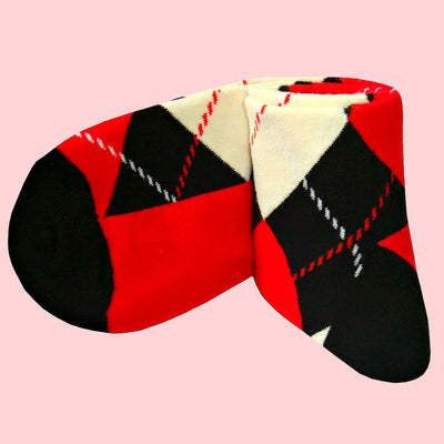 Bassin and Brown Black, Red and White Argyle Cotton Socks