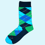 Bassin and Brown Argyle Socks - Blue, Green, Turquoise and Navy