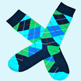 Bassin and Brown Argyle Socks - Blue, Green, Turquoise and Navy