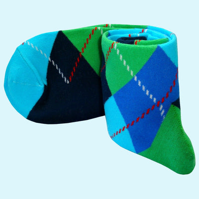 Bassin and Brown Argyle Socks - Blue, Green, Turquoise and Navy