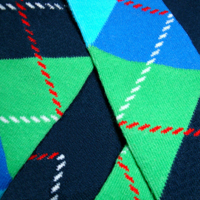 Bassin and Brown Argyle Socks - Blue, Green, Turquoise and Navy