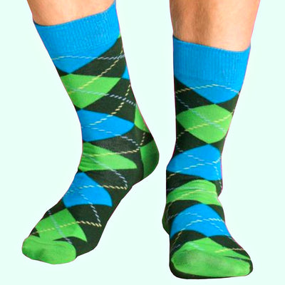 Bassin and Brown Argyle Socks - Blue, Green, Turquoise and Navy