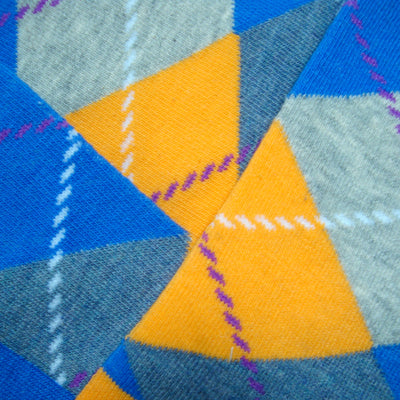 Bassin and Brown Argyle Men's Socks - Grey, Blue and Yellow
