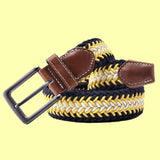 Bassin And Brown Timbs Arrow Stripe Woven Elasticated Belt - Yellow, Navy And White