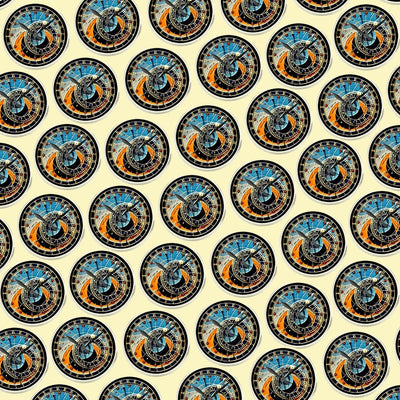 Bassin and Brown Astronomical Clock Lapel Pin  - Blue.Navy.Orange.Grey