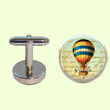 Bassin and Brown Hot Air Balloon Cufflinks - Blue, Yellow and Red