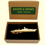 Bassin and Brown Battleship Tie Bar - Gold