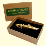 Bassin and Brown Battleship Tie Bar - Gold