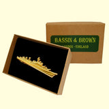 Bassin and Brown Battleship Tie Bar - Gold