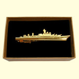 Bassin and Brown Battleship Tie Bar - Gold
