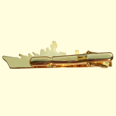 Bassin and Brown Battleship Tie Bar - Gold