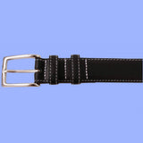 Bassin and Brown Contrasting Stitch Leather  Belt - Black