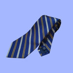 Bassin and Brown Classic Woven Stripe Silk Tie Navy/White/Yellow