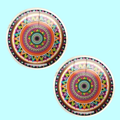 Bassin and Brown Bohemian Swirl Cufflinks -Wine.Green.Yellow.Blue