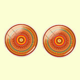 Bassin and Brown Bohemian Swirl Cufflinks - Orange, Red and Green