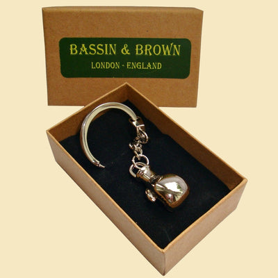 Bassin and Brown Boxing Glove Keyring - Silver