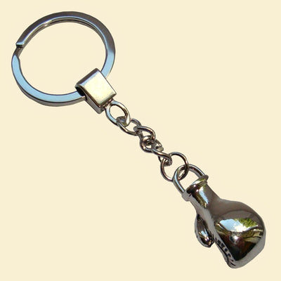 Bassin and Brown Boxing Glove Keyring - Silver