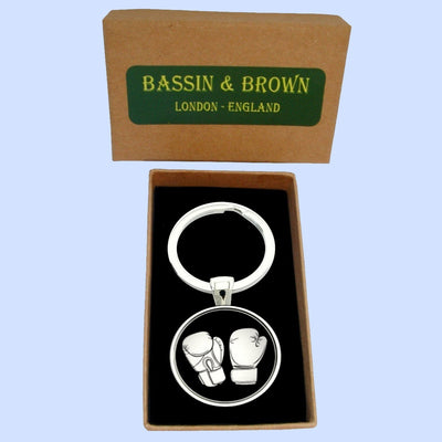 Bassin and Brown - Boxing Gloves Keyring - Black and White