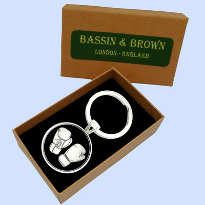 Bassin and Brown - Boxing Gloves Keyring - Black and White