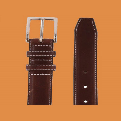 Bassin and Brown - Brown Leather Belt - Contrast Stitching
