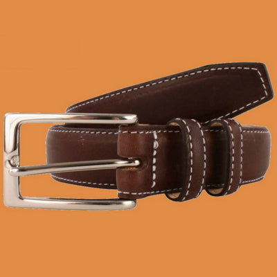 Bassin and Brown - Brown Leather Belt - Contrast Stitching