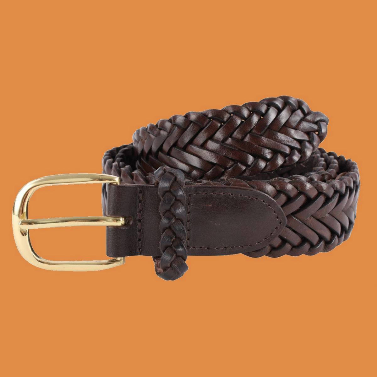 Mens brown shop plaited belt