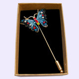 Bassin and Brown Butterfly Jacket Lapel Pin - Blue and Red