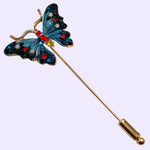 Bassin and Brown Butterfly Jacket Lapel Pin - Blue and Red