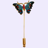 Bassin and Brown Butterfly Jacket Lapel Pin - Blue and Red