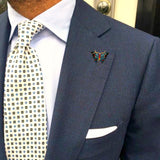 Bassin and Brown Butterfly Jacket Lapel Pin - Blue and Red