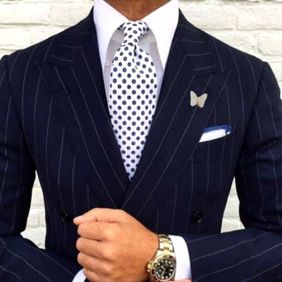 Bassin and Brown Butterfly Jacket Lapel Pin - White and Gold