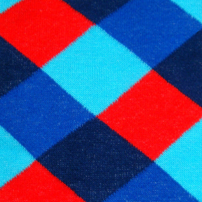 Bassin and Brown Multi Coloured Check Socks  - Navy, Blue, Turquoise and Red
