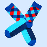 Bassin and Brown Multi Coloured Check Socks  - Navy, Blue, Turquoise and Red
